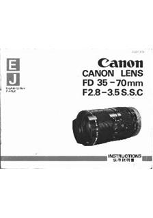 Canon 35-70/2.8-3.5 manual. Camera Instructions.